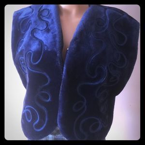 Blue vest embroidered velvet vintage 30’s style